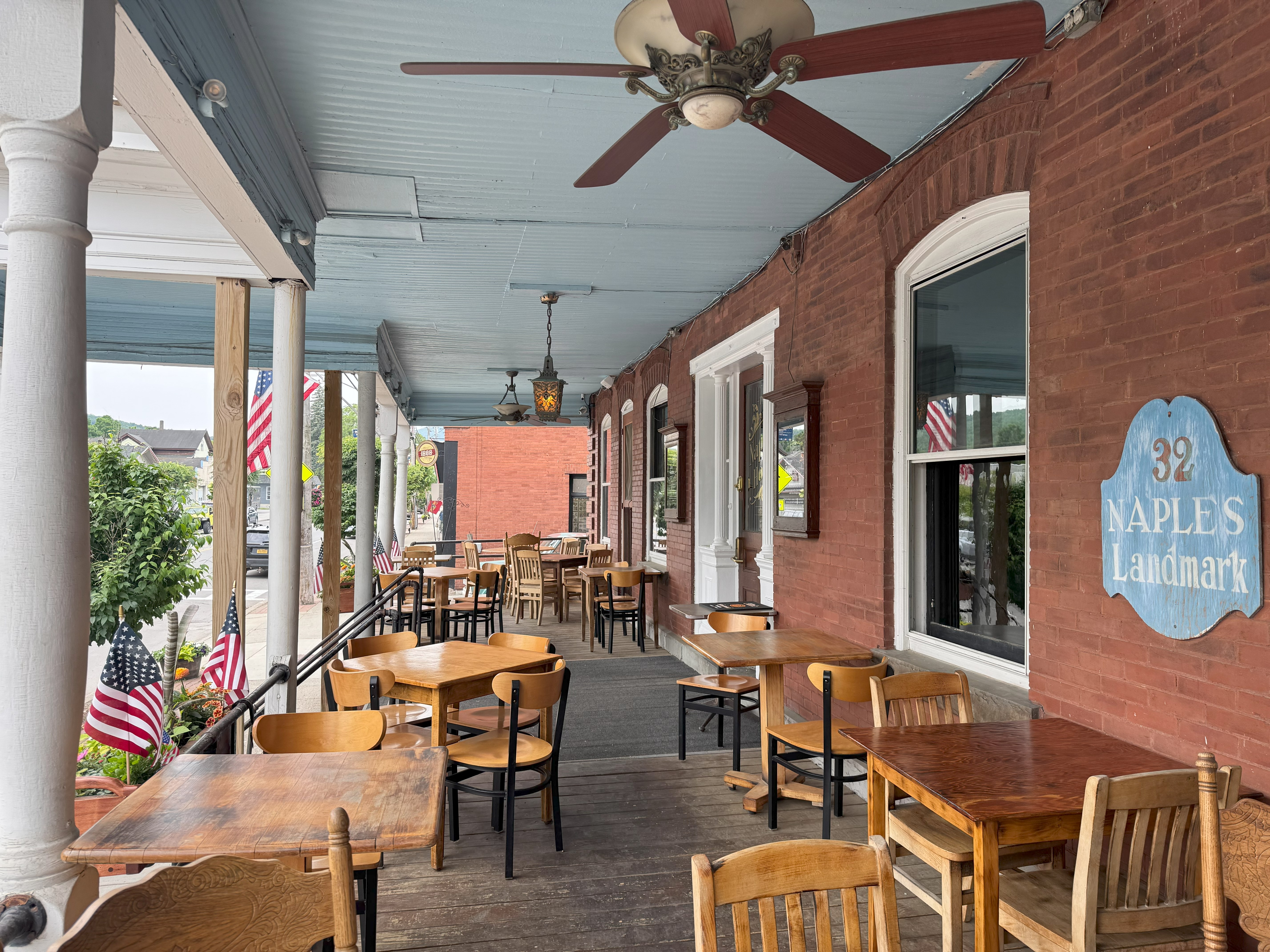 Porch tables and ceiling fan